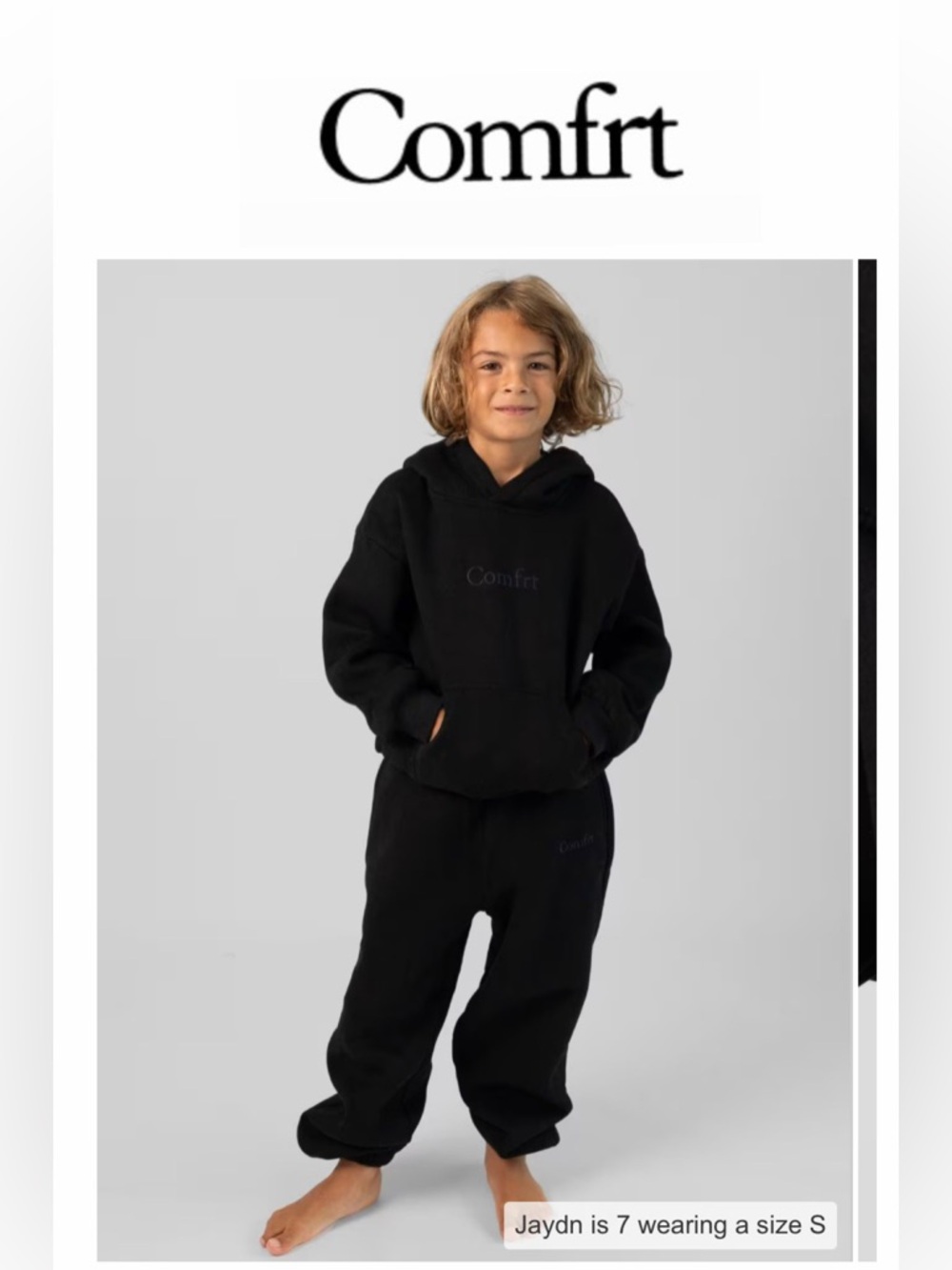 NWOT COMFRT Signature Kids cuffed Sweatpants onyx sz M